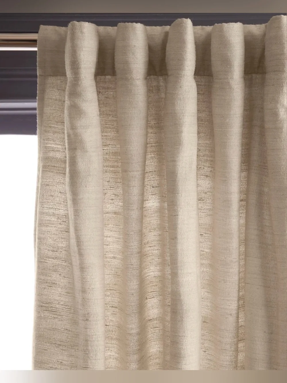 New Quince 100% Raw Silk Sand Tan Curtain Panel 48 X 84”  Lined Light Filter